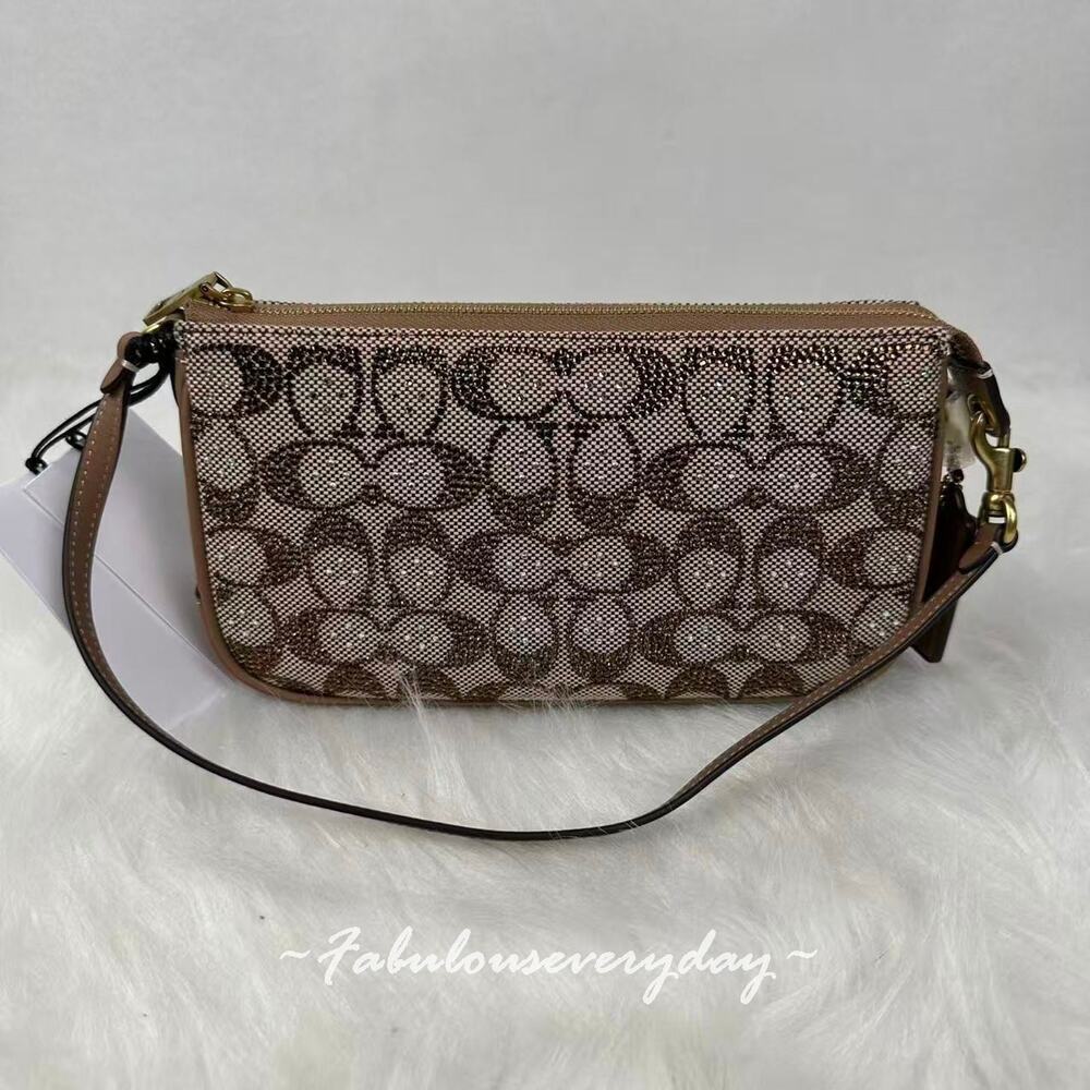 Coach Plaza Bag Shoulder Bag in Crystal Signature Jacquard Brass/Mushroom CFG63